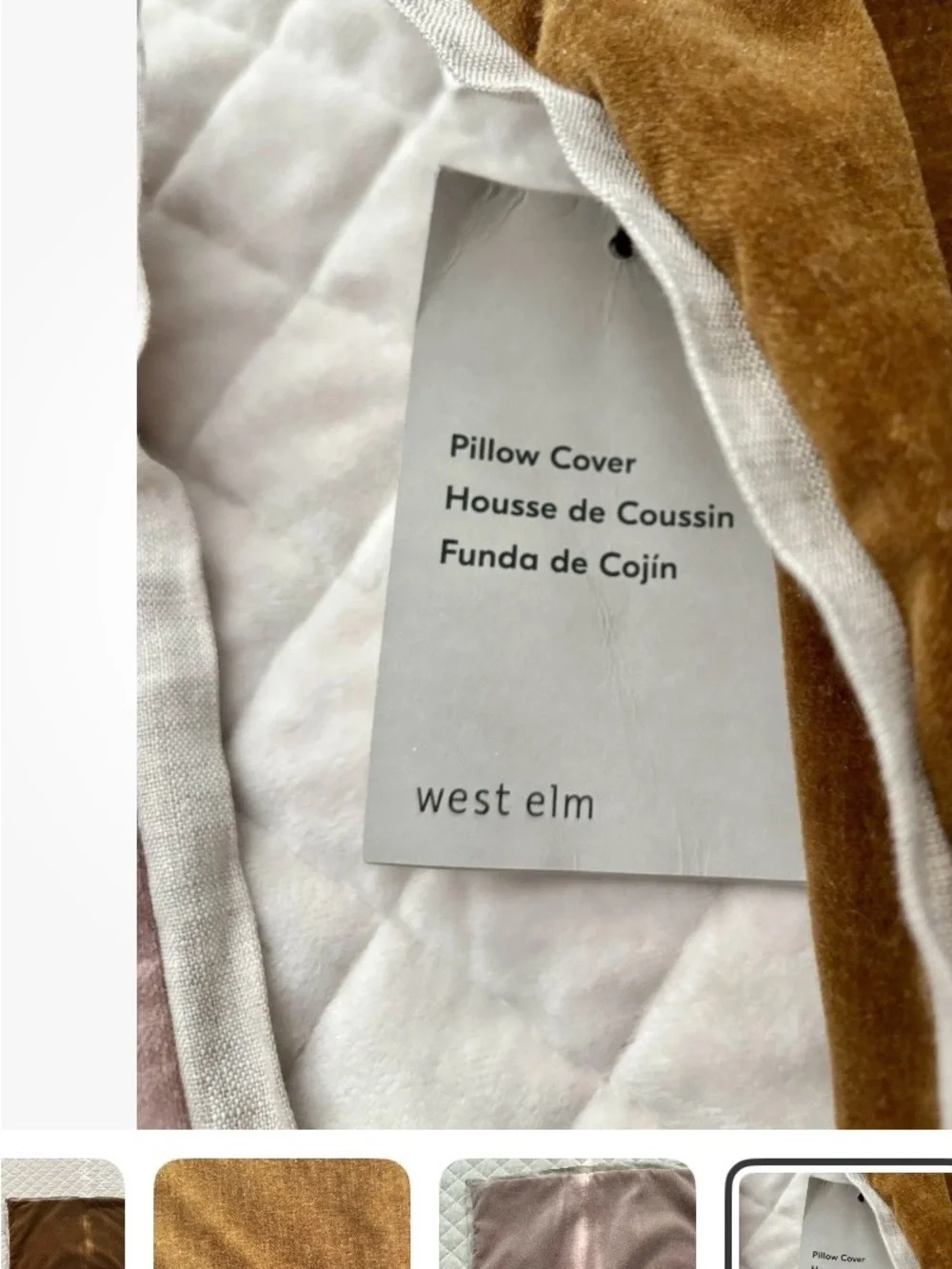 West Elm Velvet  Pillow Covers (2)